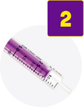 Za pomocą strzykawki odmierz odpowiednią objętość leku.